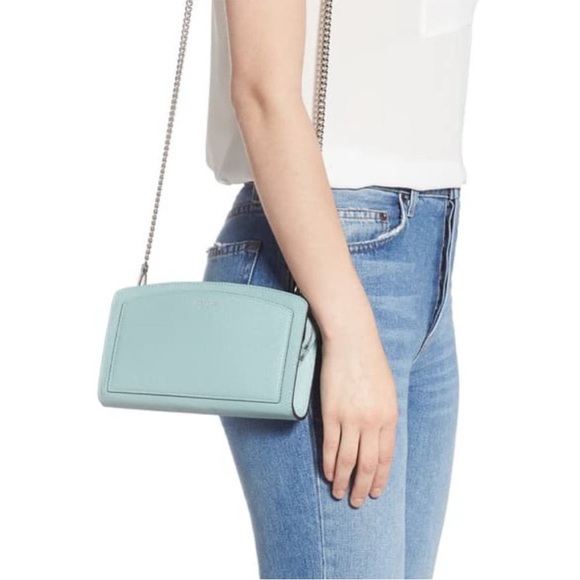 Kate Spade Margaux Small Crossbody Bag Hazy Blue Leather Chain Strap Retail $225 - Picture 1 of 16